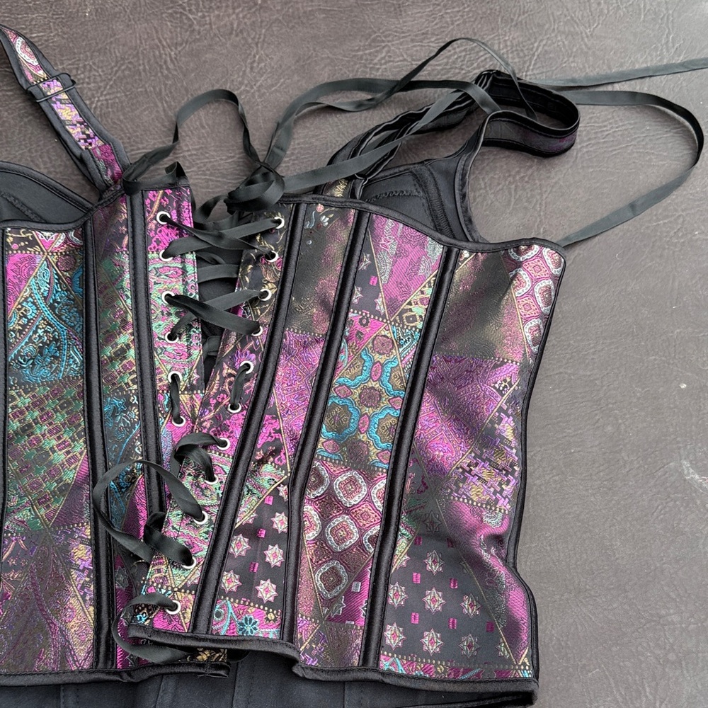 Source Unknown Multicolor Patchwork Bustier Corse… - image 6